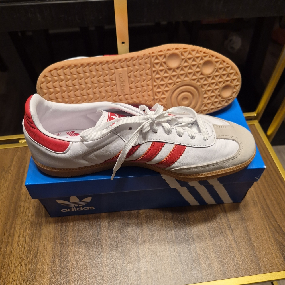 Adidas Samba White Sneakers with Red Stripes